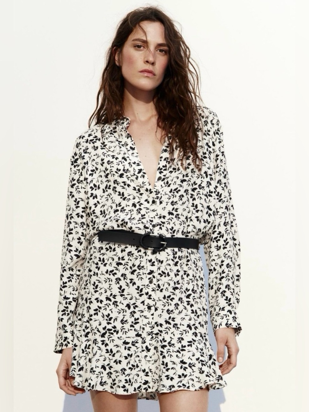 NWT Zara Belted Floral Print Mini Dress